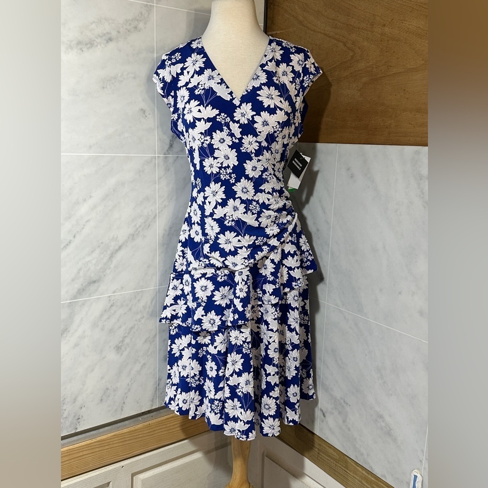 NWT Signature by Robbie Bee Petite Sleeveless Ruffle Skirt A-Line Dress size PL